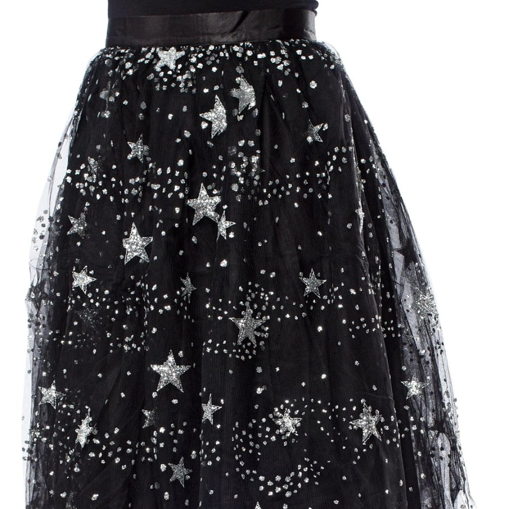 Cosmic Love Pinup Retro Vintage Goth Tulle Full Skirt by Hell Bunny